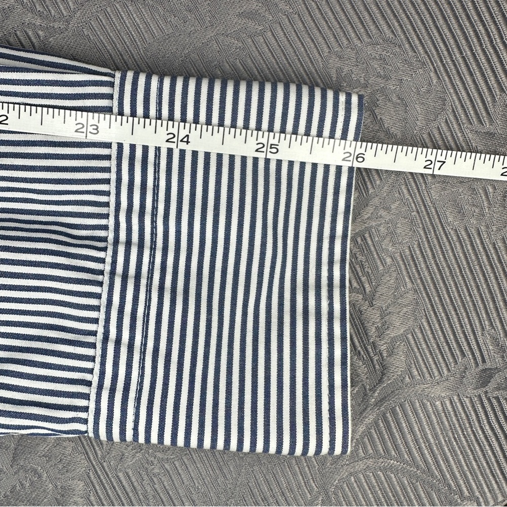 Boggi Milano Custom Fit Blue Striped Long Sleeve Button Up Dress Shirt 44” Chest - Picture 6 of 11